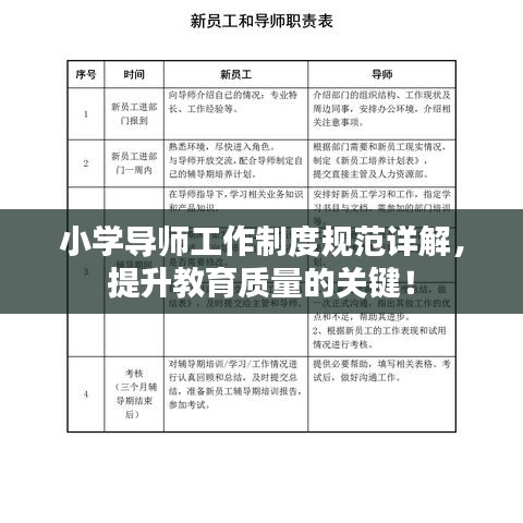 小學導師工作制度規(guī)范詳解，提升教育質量的關鍵！