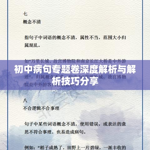 初中病句專題卷深度解析與解析技巧分享